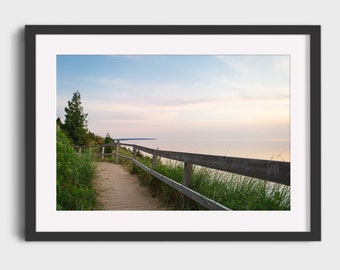 Lake Michigan Sunset Photography Nature Landscape Dunes Boardwalk Michigan Water Blue Beach House Wanderlust Travel Wall Art Photo Prints