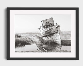Point Reyes Shipwreck California Photography, Black and White Landscape Northern California Landscape Photo Wall Art Print