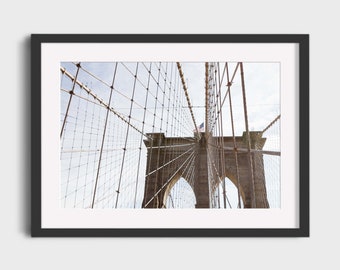 New York City Photography, Brooklyn Bridge Iconic NYC Architecture Travel Urban Photo Wall Art Print, The Brooklyn Bridge