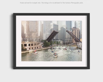 Chicago Photography, Chicago River Architecture Bridges Up Dreamy Travel City Urban Print Photo Wall Art