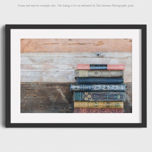 Book Photography Print, Library Wall Art, Pastel Vintage Books Photo Wall Art Print