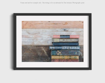 Book Photography Print, Library Wall Art, Pastel Vintage Books Photo Wall Art Print