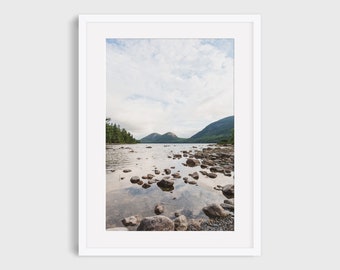 Maine Photography Print, Jordan Pond view of Bubbles in Acadia National Park Nature Wall Art Print