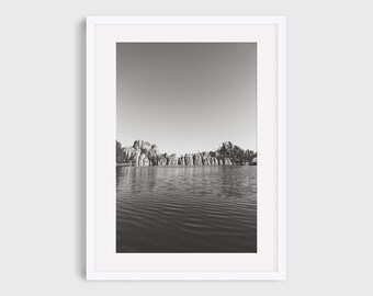 Sylvan Lake South Dakota Photography: Black and White Midwest Nature Print