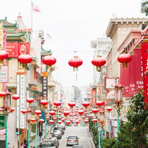 San Francisco Chinatown Photography, Colorful SF Chinese lanterns Red Prints Wall Art California Wanderlust Travel Urban Cityscape image 3