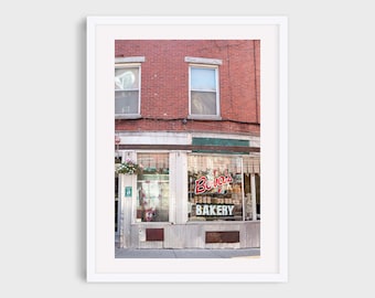 Boston Bovas Bakery Photography, East Coast Urban North End Architecture Travel Photo Wall Art Print