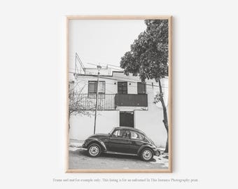 Black and White Mexico Vintage VW Bug Street Photography Print