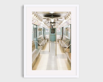 New York City Photography Print, NYC Vintage Subway Train Urban Pastel Photo Wall Art