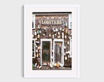 Maine Lobster Buoy Shack Print: Coastal Wall Art