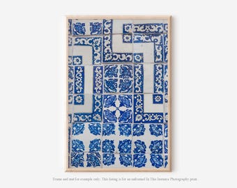 Mexico City Architectural Photography Print, Talavera Tiles Blue Wall Art