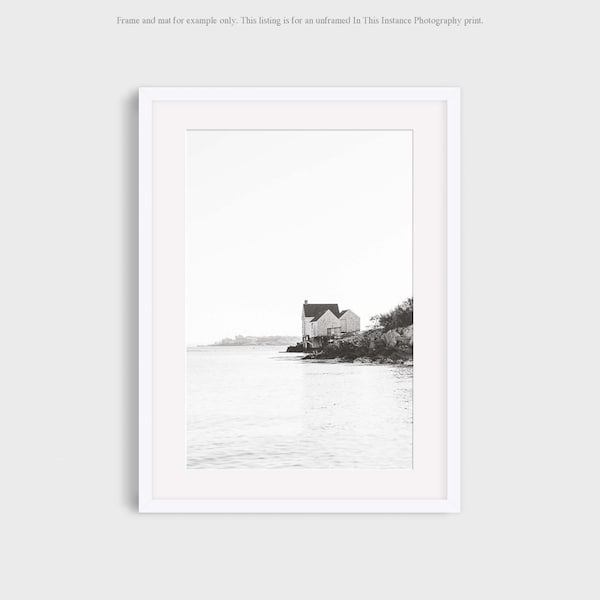 Fishing Shack Portland Maine Photography, Black and White New England Atlantic Ocean Coast Coastal Travel Photo Wall Art Print