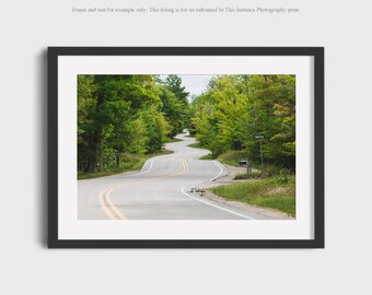 Door County Curvy Road Photography Print, Lake Michigan Wall Art