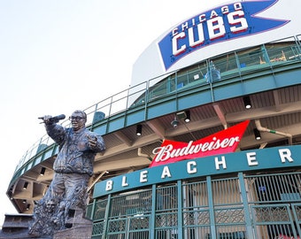 Chicago Cubs Photography, Wrigley Field Bleacher Seats Baseball Stadium Harry Caray Statue Print Photo Wall Art