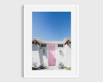 Palm Springs Pink Door Photography Print, California MCM Architecture Wall Art, Mid Century Modern Colorful Prints