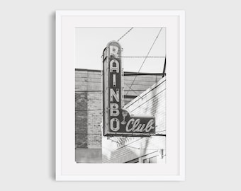 Chicago Photography Print, Wicker Park Rainbo Club Bar Sign Urban Photo Wall Art