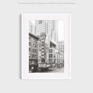 Chicago Theater Sign Photography Print: Black and White Landmark Art
