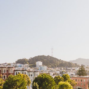 San Francisco Photography, Pretty Pastel Buildings in Alamo Square Sutro Tower, Architecture Modern Travel Photo Prints Wall Art California image 3