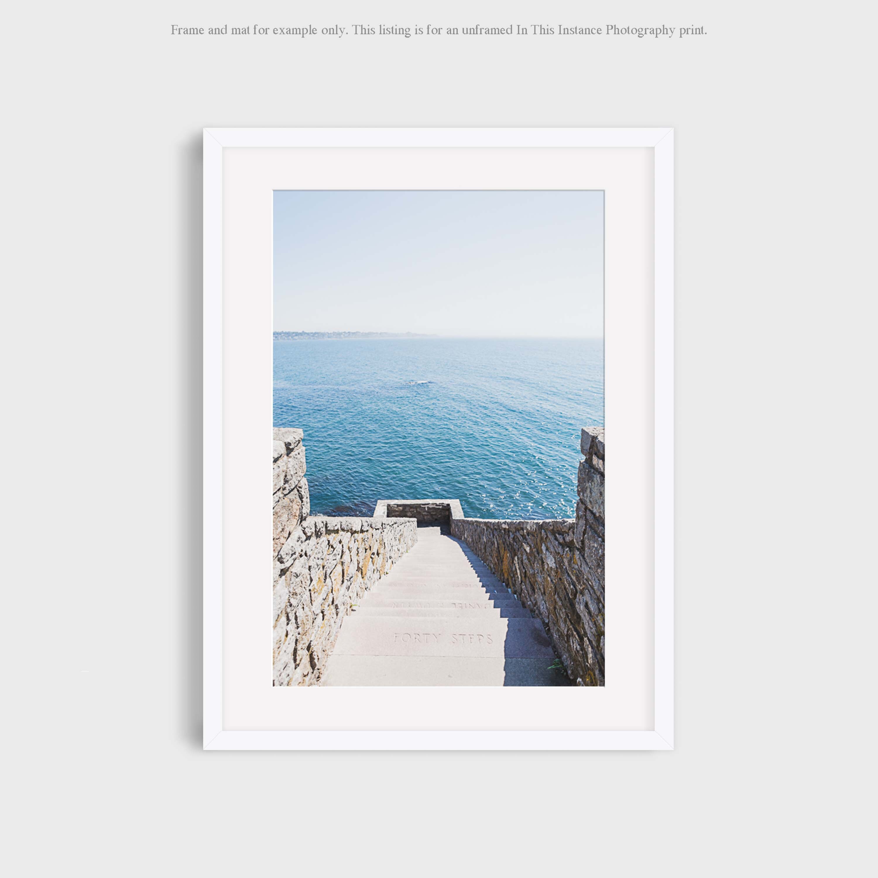 East Coast Ocean Wall Art, Newport Rhode Island Cliff Walk 40 Steps Coastal Photography Print