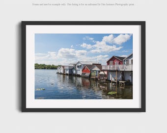 Finger Lakes Boathouse Row Photography Print, Upstate New York Lake Wall Art