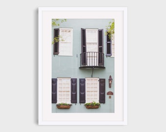 Charleston Photography, Pastel Blue House Architecture Wall Art, South Carolina Travel Photo Print