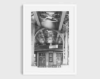 Chicago Photography Print, Wicker Park Blue Line Damen El Train Urban Wall Art