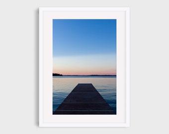 Lake Photography Print, Nature Wall Art, Sunset on the Dock