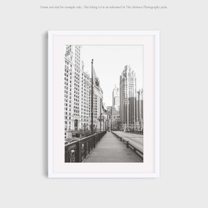 Chicago Photography, Chicago River DuSable Bridge Black and White Wall Art Print