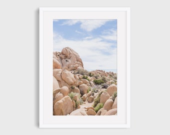 Joshua Tree Photography Print, Mojave Desert Wall Art, California Landscape Boho Prints, Jumbo Rocks Photo