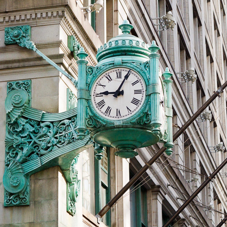 Chicago Photography Marshall Fields Clock Architecture Etsy