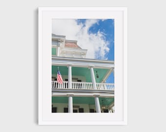 Charleston Photography, Blue Porch Architecture Wall Art, South Carolina Urban Landscape Travel Photo Print