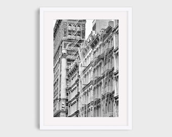 New York City Photography Print, Manhattan  NYC Architecture Soho Neutral Black and White Photo Wall Art, Endless Escape