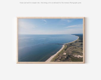 Aerial Lake Michigan Photography Print: Saugatuck Dunes Beach Wall Art, Abstract Landscape