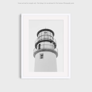 Cape Cod Lighthouse Photography Print, Black and White Highland Lighthouse Nautical Wall Art