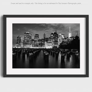 New York City Photography Print, Manhattan Black and White Night Skyline Urban Wall Art