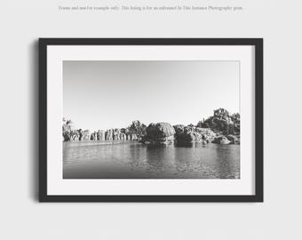 Sylvan Lake Landscape Photography Print, Black and White South Dakota Nature Wall Art