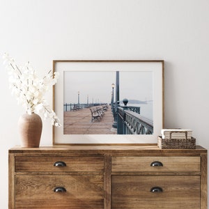 San Francisco Photography, The Pier Bay Bridge Pastel Prints Wall Art California Bench Dawn Wanderlust Travel Urban Cityscape