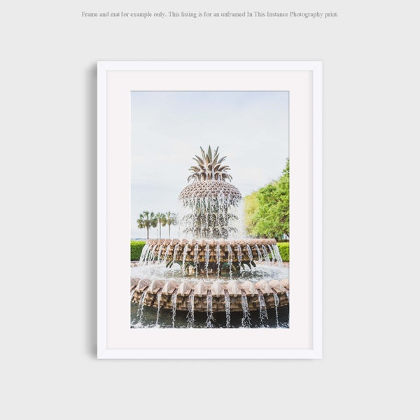 Charleston Photography, Pineapple Fountain Wall Art, South Carolina Urban Park Modern Travel Photo Print