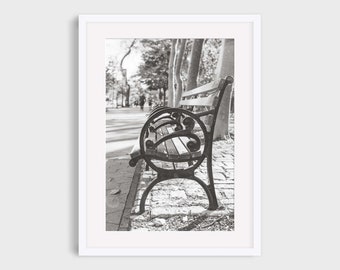 New York City Photography NYC Park Bench Upper West Side Wanderlust Photography Print New York Urban Black and White, Daydream