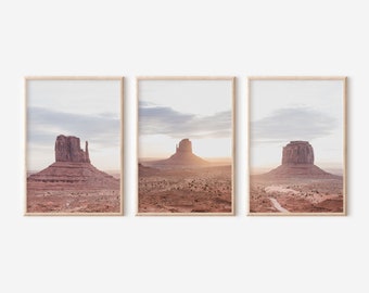 Monument Valley Set of 3 Photography Prints, Arizona Southwest Desert Gallery Wall Art