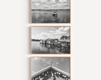 Canandaigua Lake Black and White Photography Prints, Finger Lakes Landscape Wall Art Set