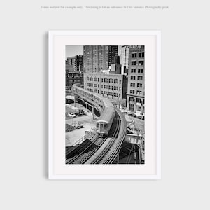 Chicago Photography, The El Train Black and White Chicago Wall Art Photo, Brown Line Elevated Train Track Print
