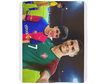 Manta de polar Sherpa para selfies de Cristiano Ronaldo / Foto personalizada de jugador de fútbol