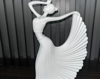 Estatua de bailarina abstracta, figura minimalista moderna, elegante escultura de bailarina, decoración del hogar en blanco y negro, regalo de inauguración de la casa.