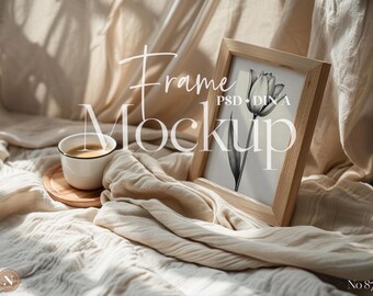 Artwork Frame Mockup PSD | DIN A Ratio | Neutral Cozy Boho Scene