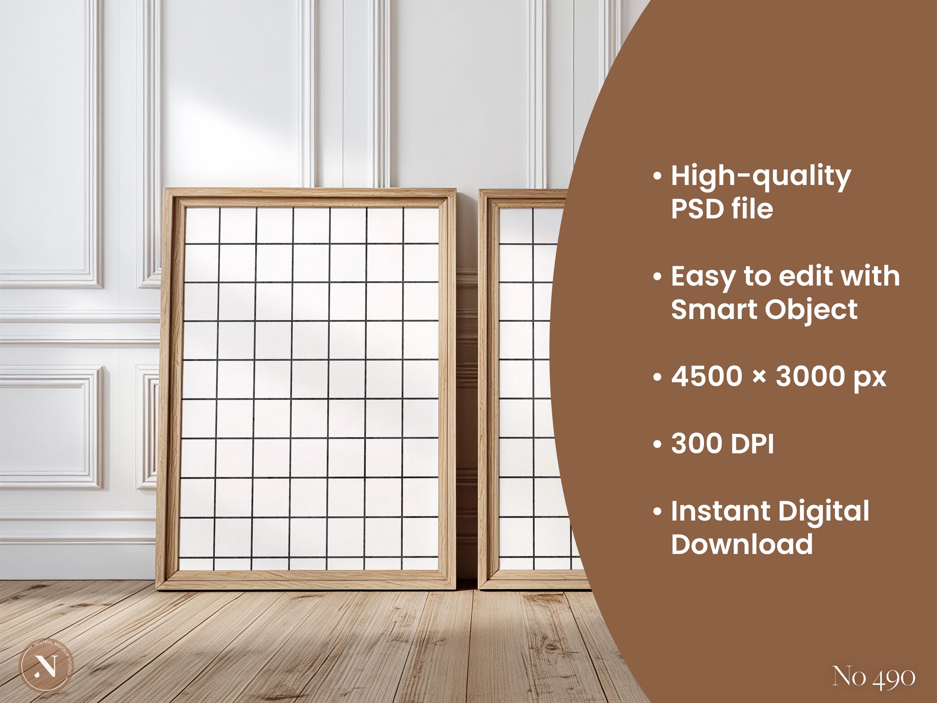 2 Frame Mockup Set PSD | Vertical Poster Frames | Neutral Interior With ...