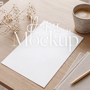 A4 Paper Mockup PSD, Printable Flat Lay Scene for Planner, Calendar, Worksheet, Coloring Book