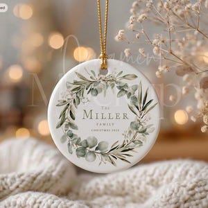 Christmas Ornament Mockup, Round Ceramic Ornament Template with Gold String, PSD, Holiday Decor, Christmas Gift, Digital Mockup