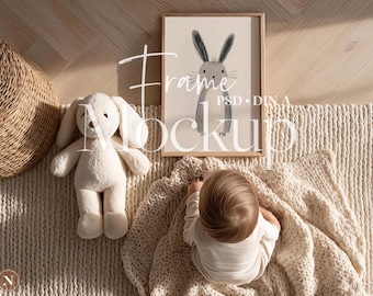 Maqueta de marco vertical / Habitación infantil / Arte de pared estilo boho para guardería (PSD)