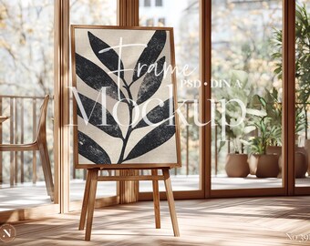 Vertical Frame Mockup PSD | DIN A Ratio | Minimal Wooden Frame Scene for Party Poster