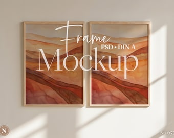 Maqueta de marco doble PSD / Marcos de póster verticales / Interior minimalista para exhibición de obras de arte